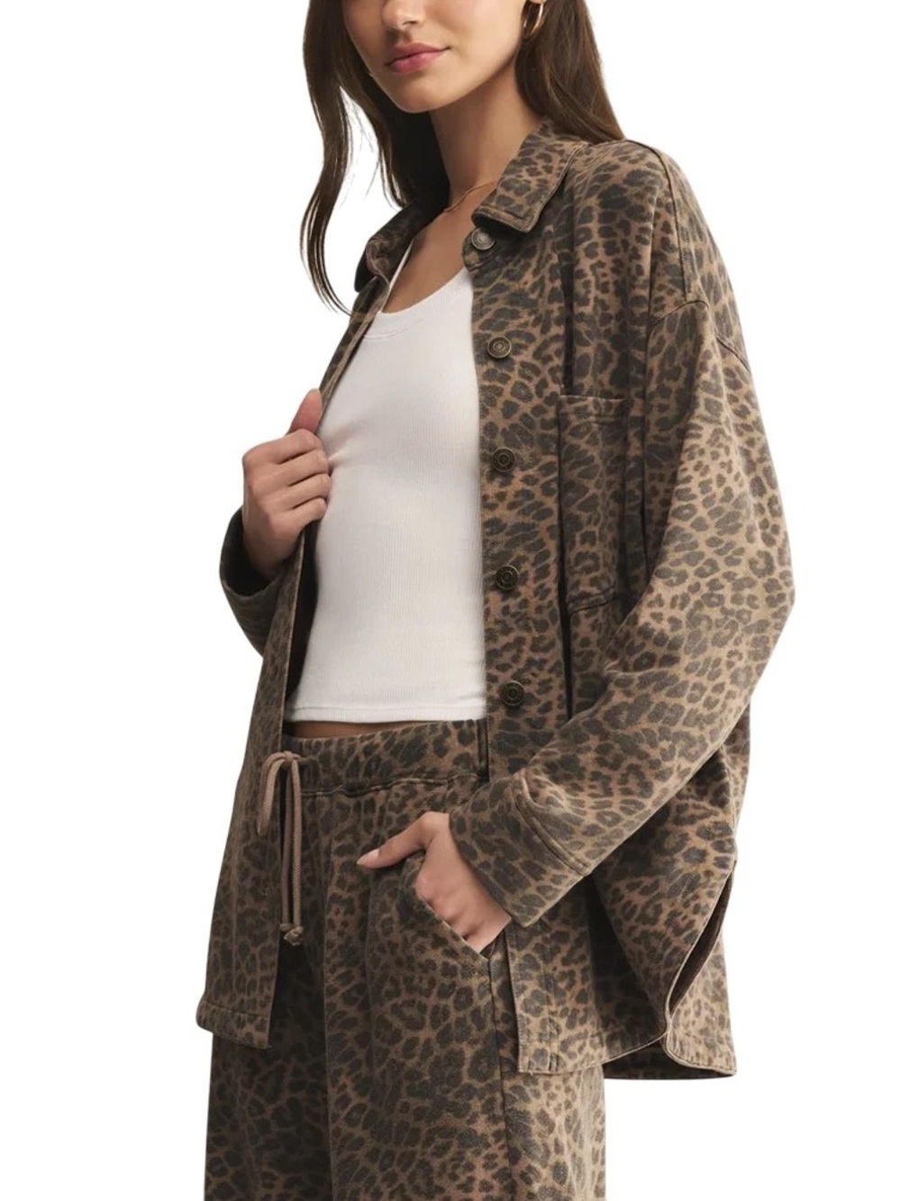 Z Supply Hunter Knit Leopard combo set - top and bottom Desert Tan NWT!